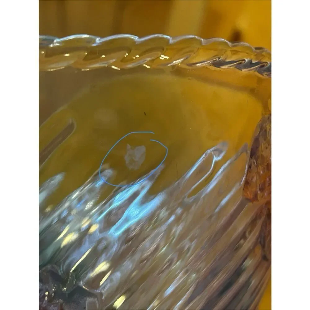 ADERIA Vintage Glass Fruit Bowl Basket Has Handle Color Purple Pink Green Grapes